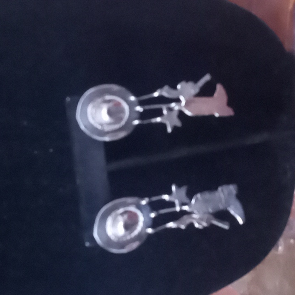 Earrings cowboy silver unmarked